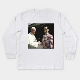 Pee Wee Herman with Pope Francis Kids Long Sleeve T-Shirt